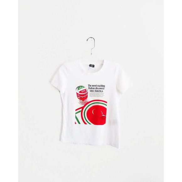 Vtg Y2K 00s Dolce & Gabbana White Campbell's Soup Short Sleeve Tee Shirt sz S - Picture 1 of 10